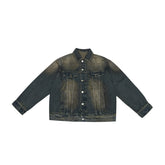 Unisex Jacket Vintage Loose Washed-out Lapel Overalls Men's Denim Jacket